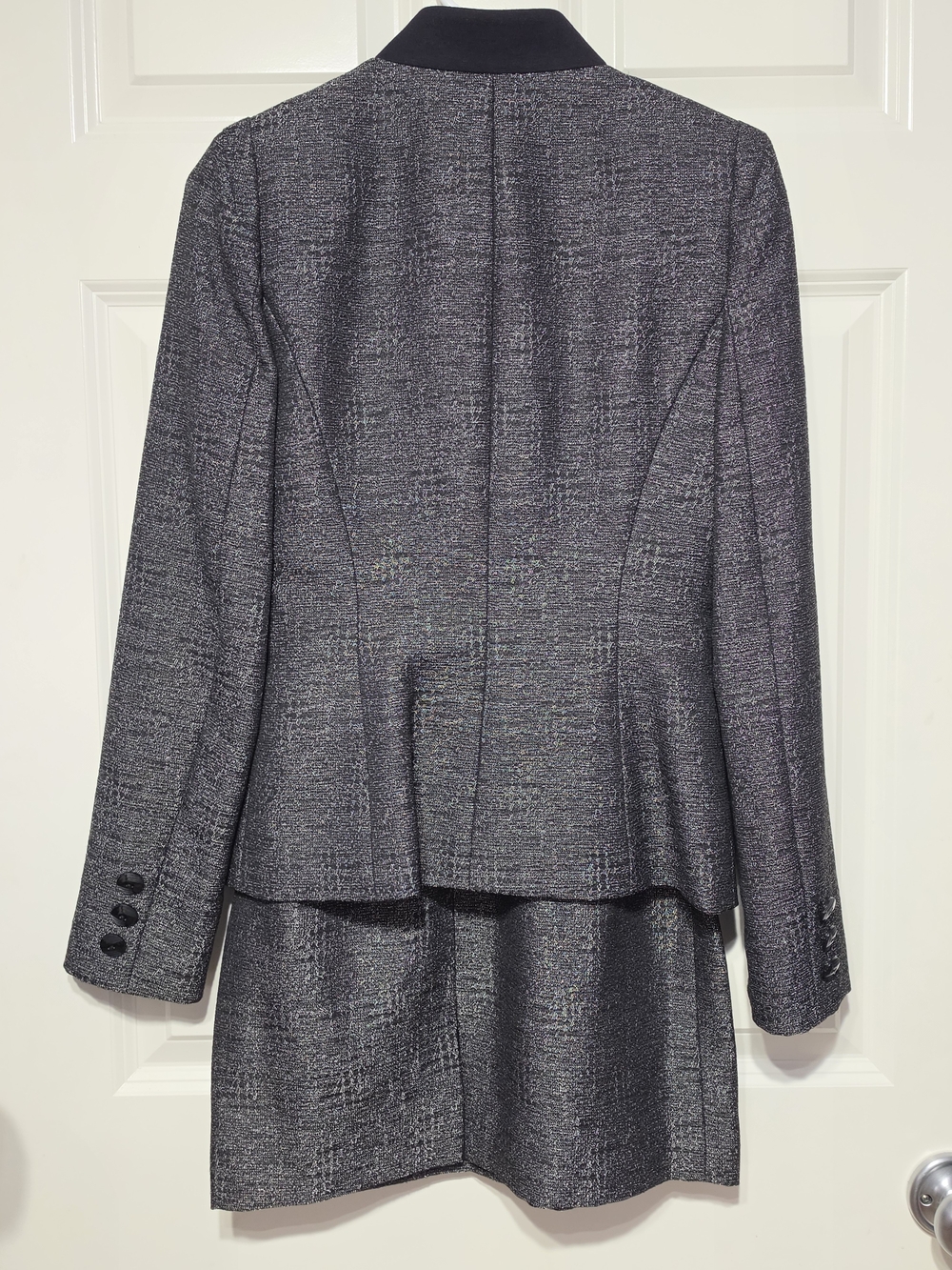 ANTONIO MELANI Black and Charcoal Two-Piece Skirt Suit - Picture 2 of 14